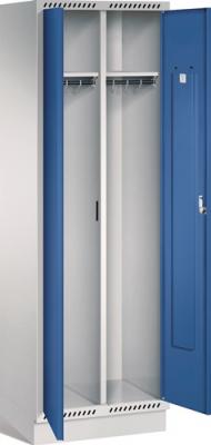 Garderobenschrank m.Sockel H1800xB625xT500mm grau/blau 1 dop.Abt. 